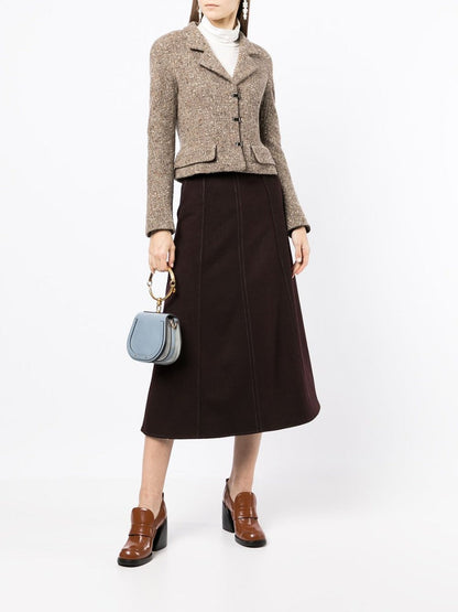 Single-Breasted Brown Tweed Jacket