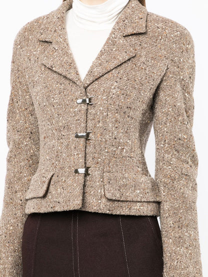 Single-Breasted Brown Tweed Jacket