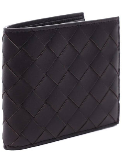 Luxury Bottega Veneta Intrecciato Leather Half Wallet Brown