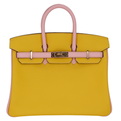 Hermès 25cm Birkin HSS Jaune de Naples/Mauve Swift Leather Permabrass Hardware