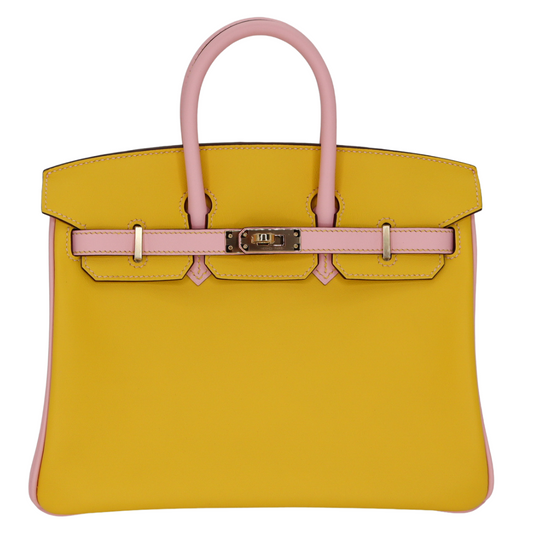 Hermès 25cm Birkin HSS Jaune de Naples/Mauve Swift Leather Permabrass Hardware