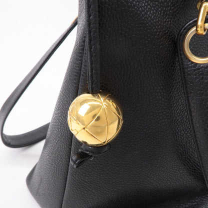 CHANEL Caviar Skin Chain Tote Bag Black Gold Hardware A03578