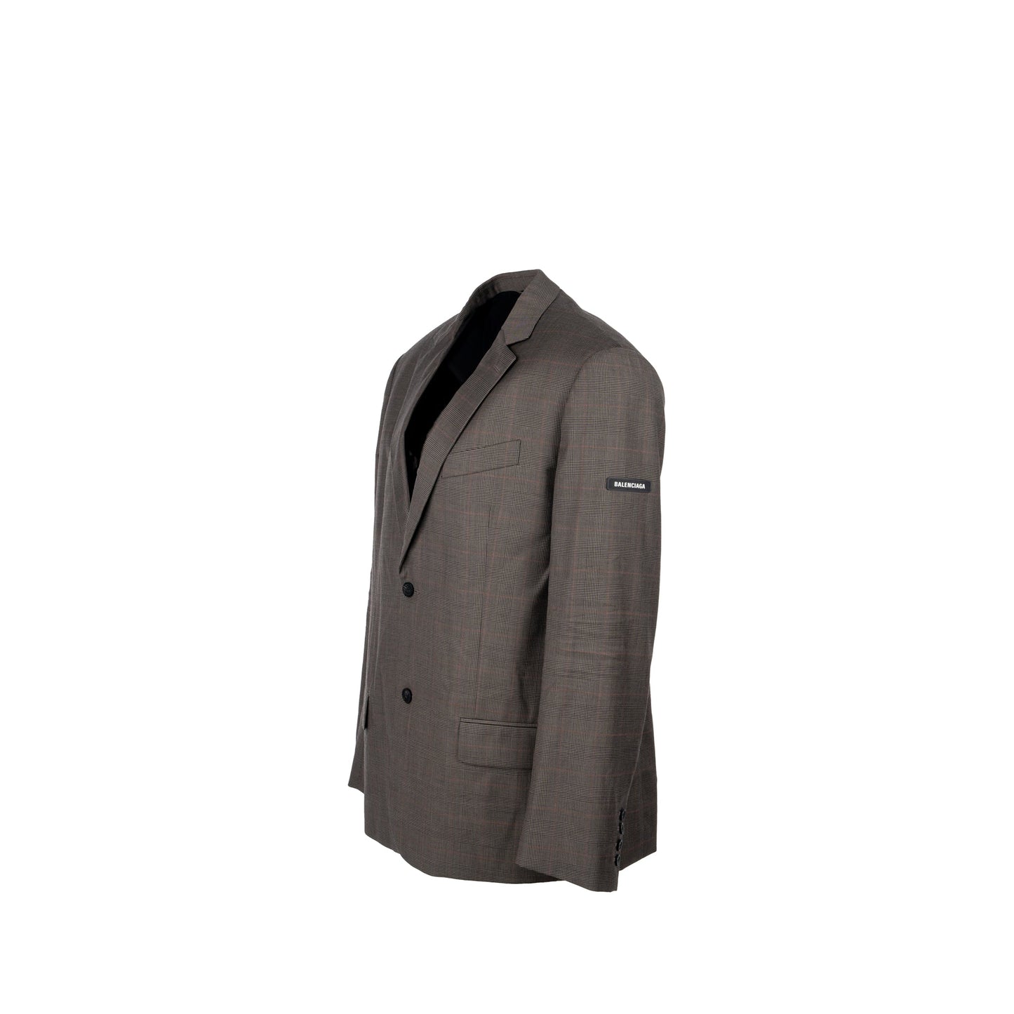Balenciaga Size 42 Checked Single-Breasted Blazer Wool Dark Grey
