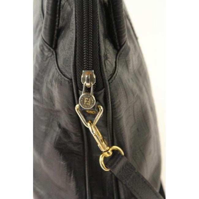 Fendi Black Zucca Print Embossed Leather Two Way Satchel with Removable Strap