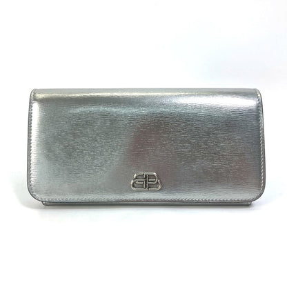 BALENCIAGA Long Wallet Purse 601479 leather Silver Long wallet BB logo mens