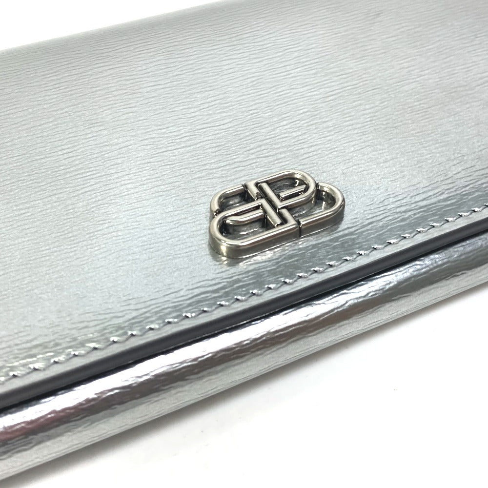 BALENCIAGA Long Wallet Purse 601479 leather Silver Long wallet BB logo mens