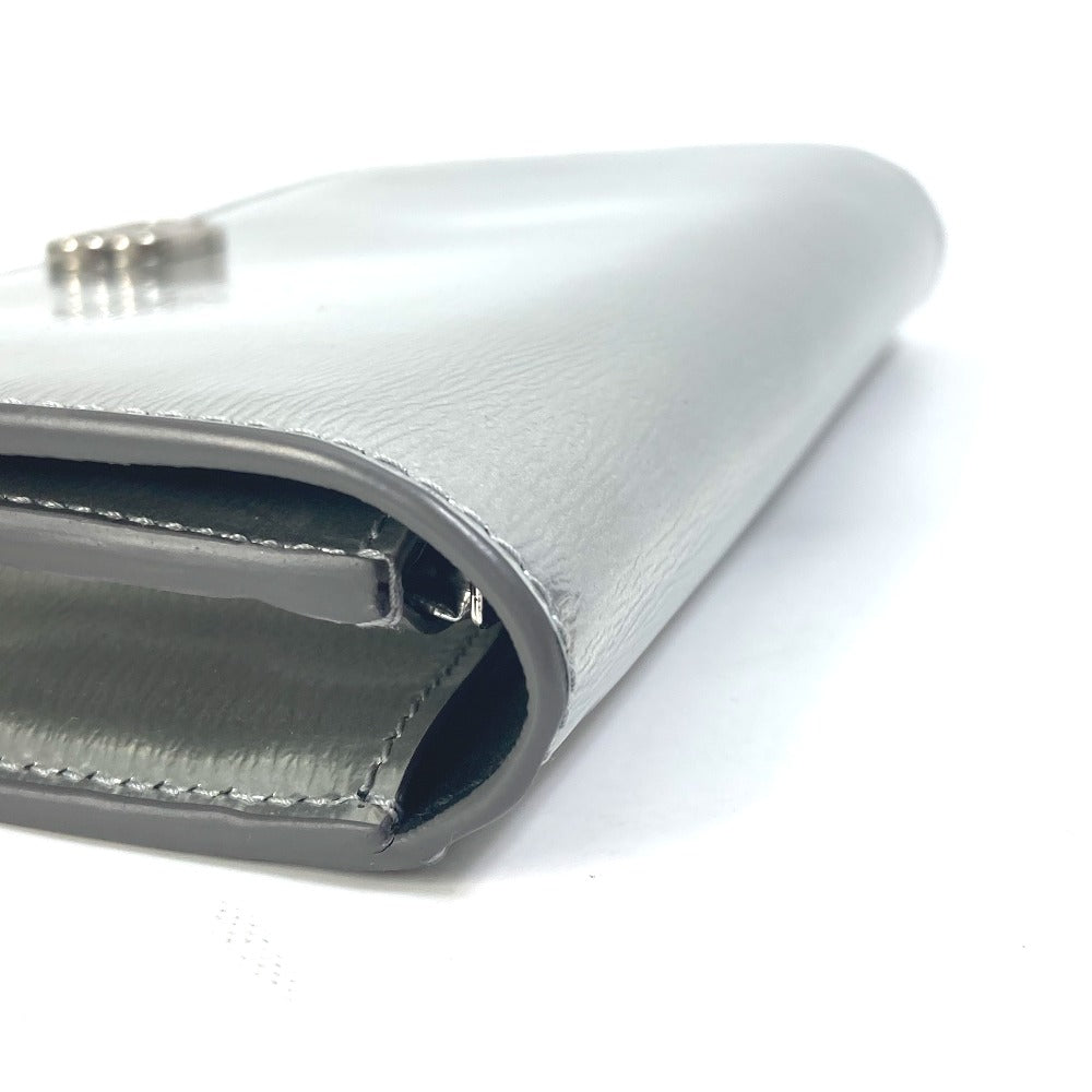 BALENCIAGA Long Wallet Purse 601479 leather Silver Long wallet BB logo mens