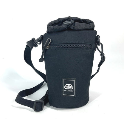 BALENCIAGA Shoulder Bag 618193 Nylon / leather black Bottle Holder Drawstring Bag logo Women