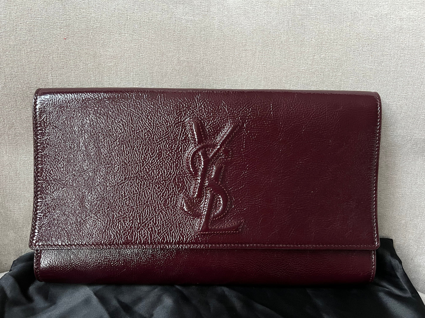 Yves Saint Laurent (YSL) Burgundy Patent Belle de Jour Clutch