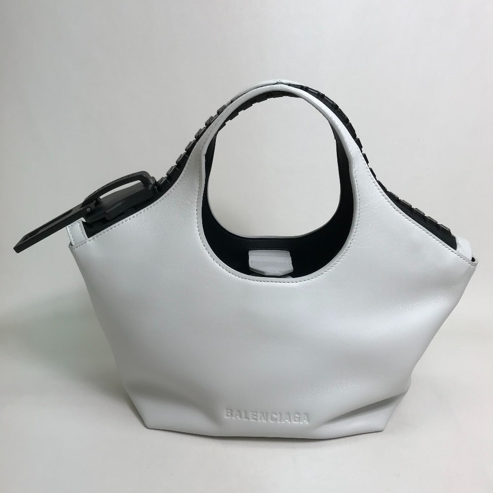 BALENCIAGA Handbag 661854 leather White / black Mega Zip Women