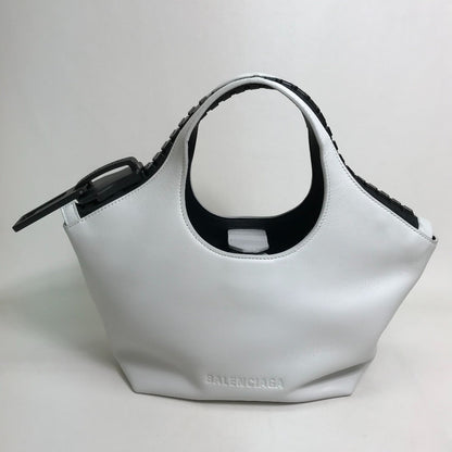 BALENCIAGA Handbag 661854 leather White / black Mega Zip Women