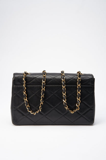 Chanel Vintage Black Single Flap with 24k gold plated hardware and V design