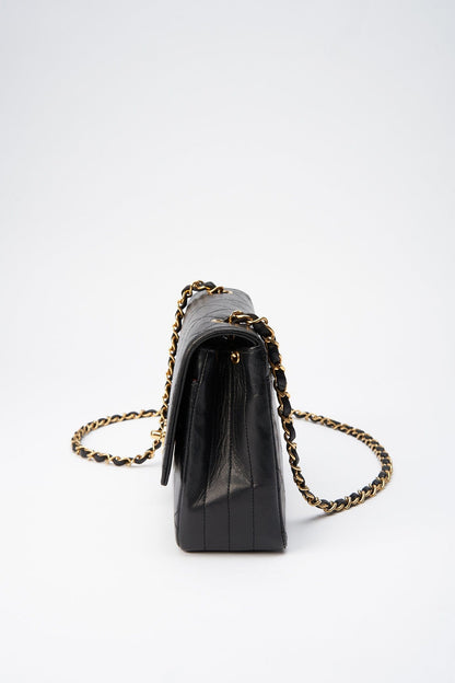Chanel Vintage Black Single Flap with 24k gold plated hardware and V design