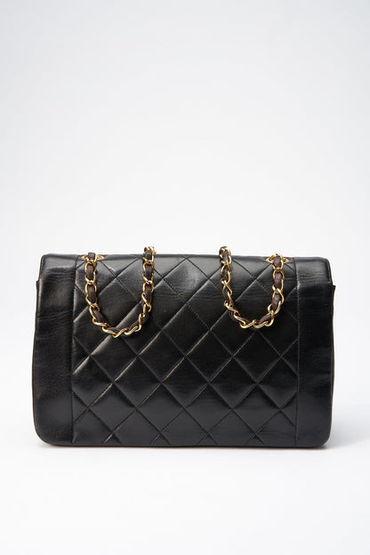 Vintage Chanel Diana Black Single Flap with 24k gold plated hardware