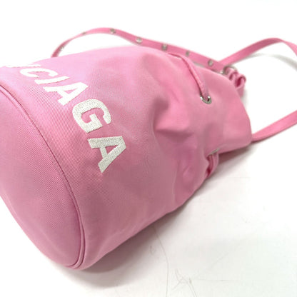BALENCIAGA Shoulder Bag 619458 Nylon pink Handbag Wheel XS Drawstring Bucket Women