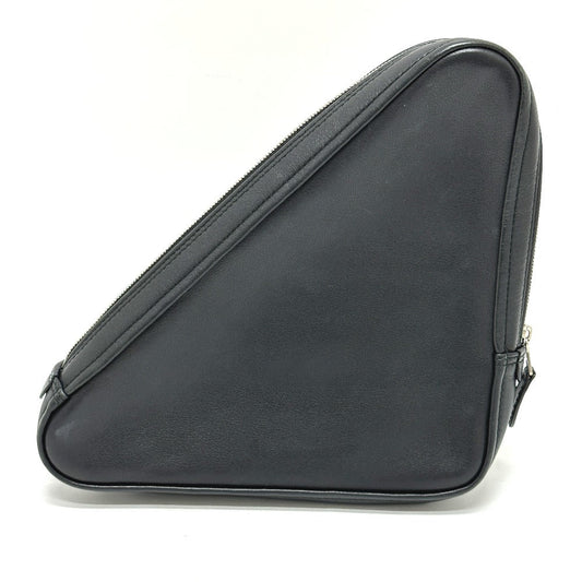 BALENCIAGA Pouch 476976 leather black Triangle triangle mens