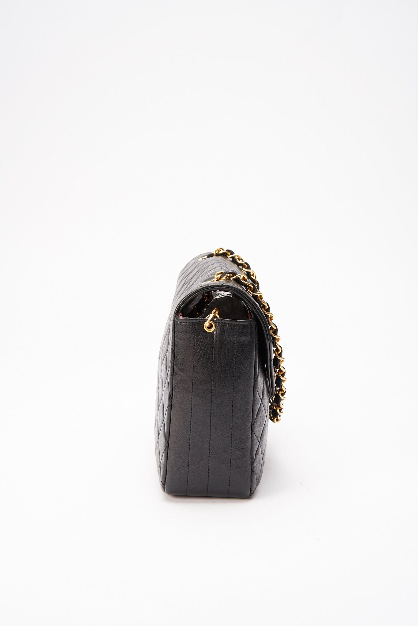Chanel Vintage Black Single Flap with 24k gold plated hardware