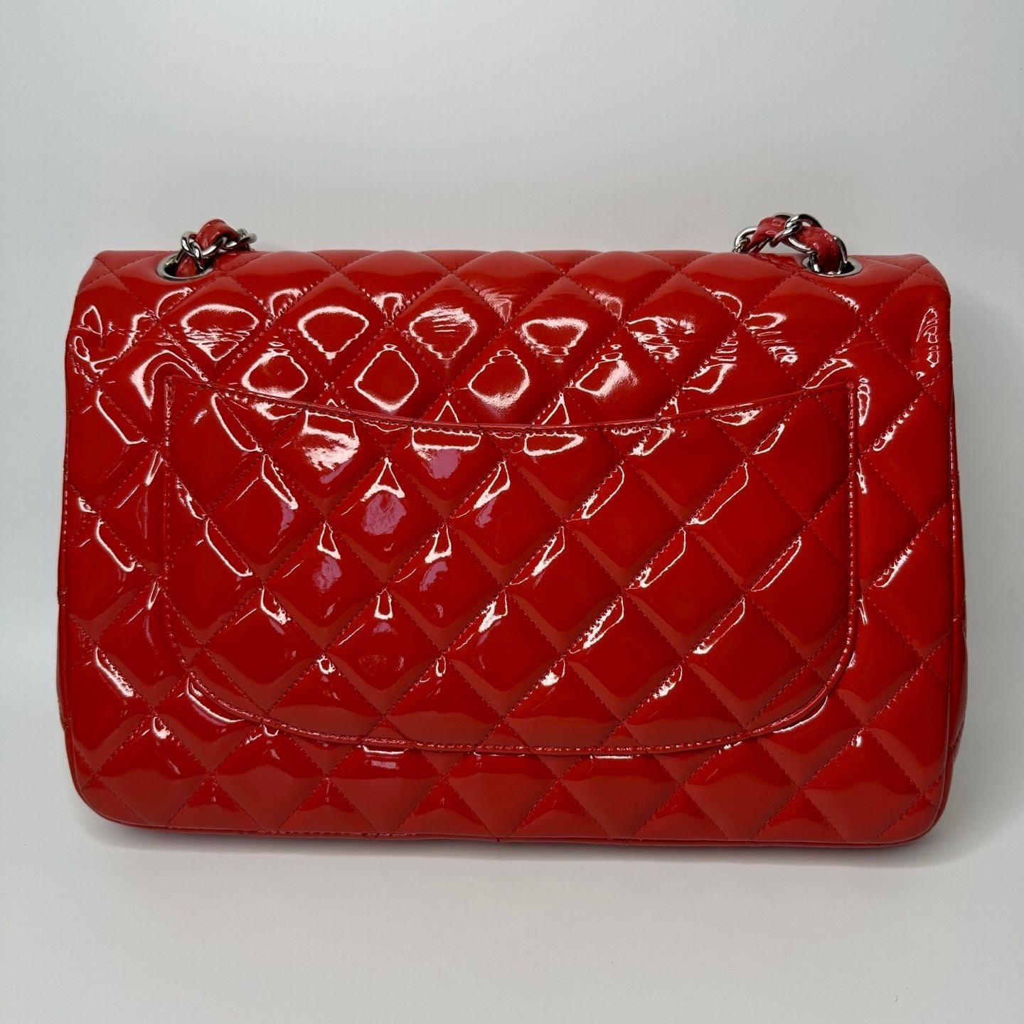 Chanel classic flap bag patent leather red -NG