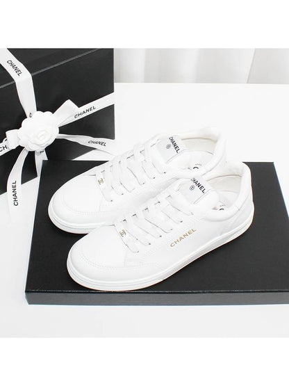 Logo Calfskin Low Top Sneakers White Chanel