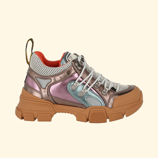Gucci Flashtrek Metallic Leather Sneakers,