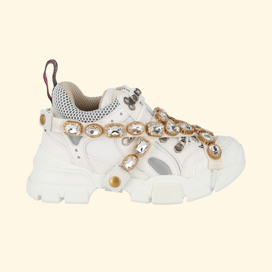 Gucci Flashtrek Chunky Leather Sneakers, White,