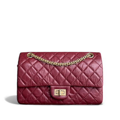 Chanel 2.55 Reissue 255 - 24CM Quilted Calfskin Dark Red Burgundy Gold Hardware Series 25