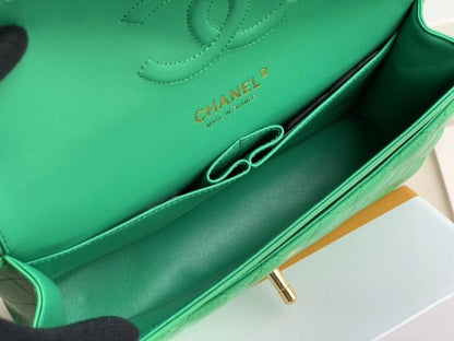 Chanel Classic Double Flap 25 Shoulder Bag Green