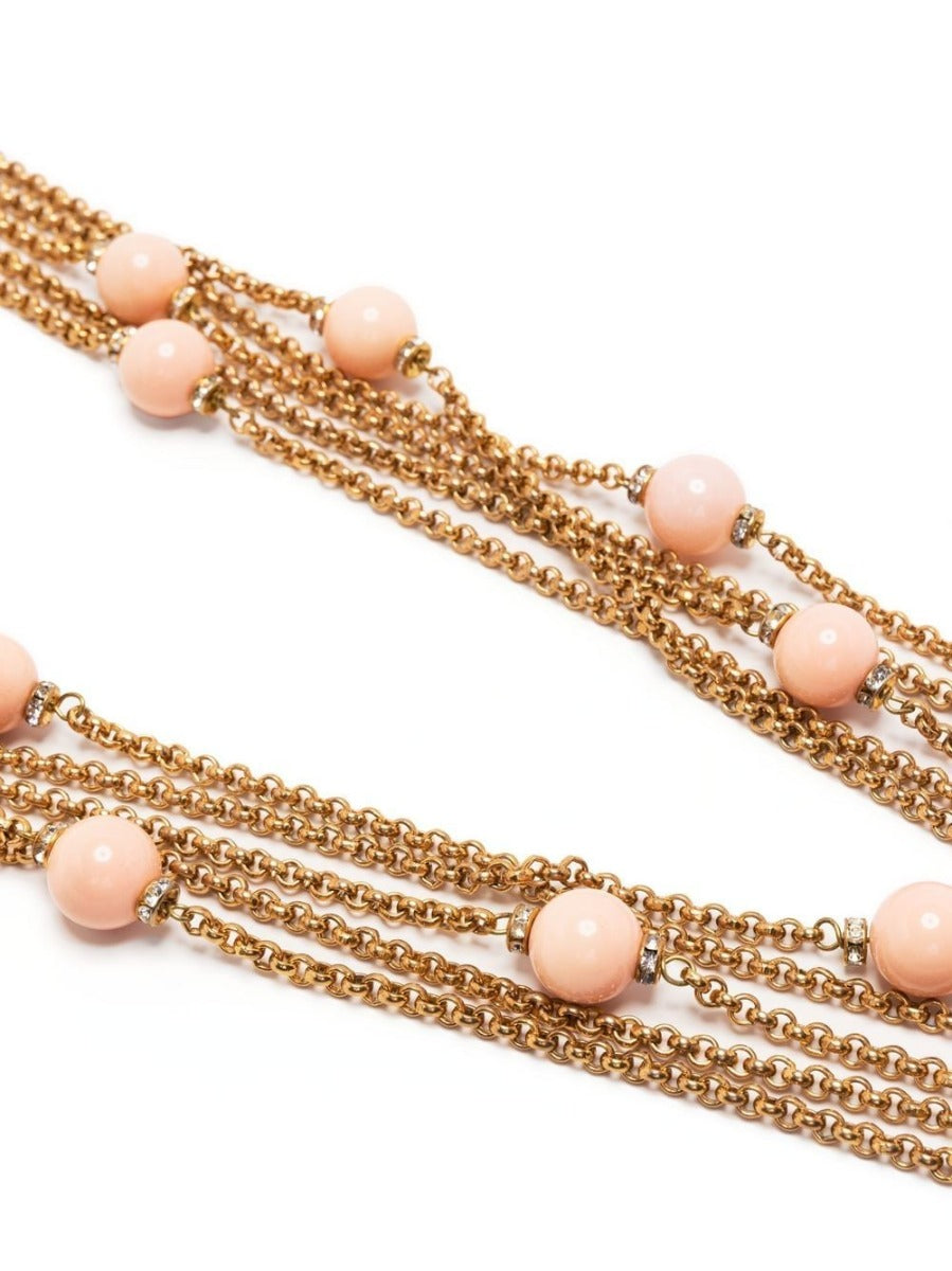 Long Chain Bead and Rhinestone Necklace