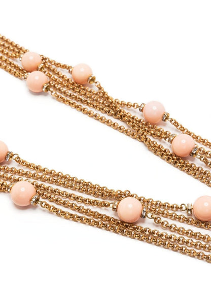Long Chain Bead and Rhinestone Necklace