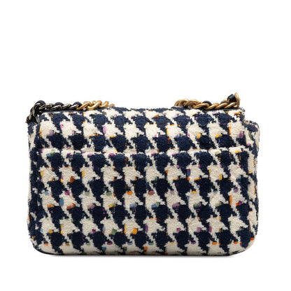 Chanel 19 Chain Shoulder Bag White Navy Multicolor Tweed Leather  Chanel