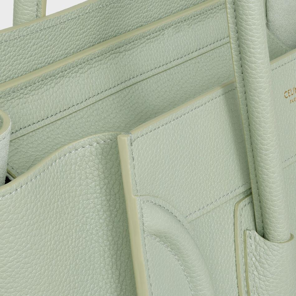 Celine Micro Luggage Handbag In Drummed Calfskin Light Khaki