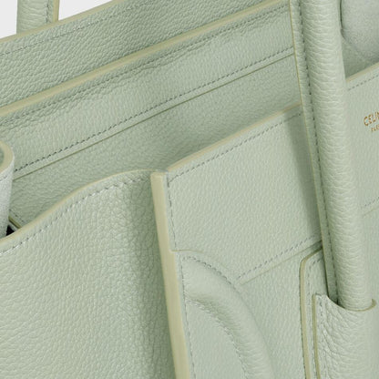 Celine Micro Luggage Handbag In Drummed Calfskin Light Khaki