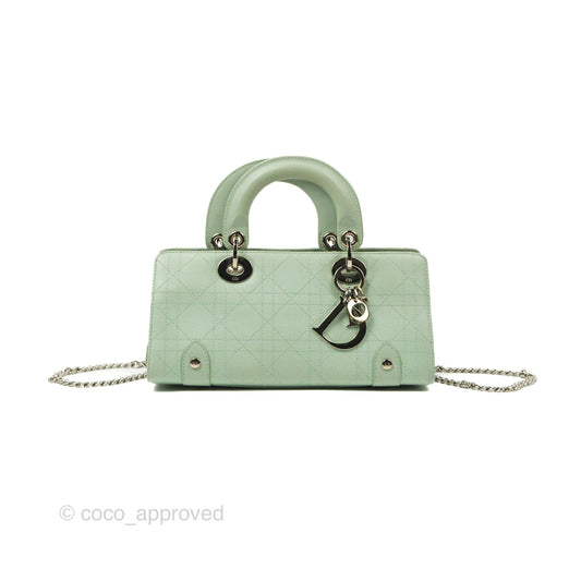 Dior East West Lady Dior Mint Green Calfskin Silver Hardware