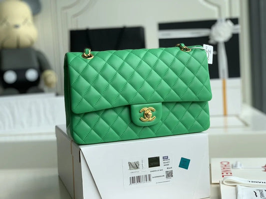 Chanel Classic Double Flap 25 Shoulder Bag Green