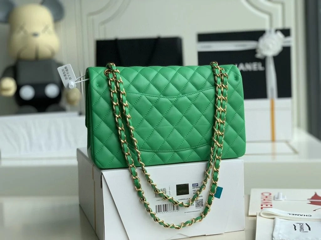 Chanel Classic Double Flap 25 Shoulder Bag Green