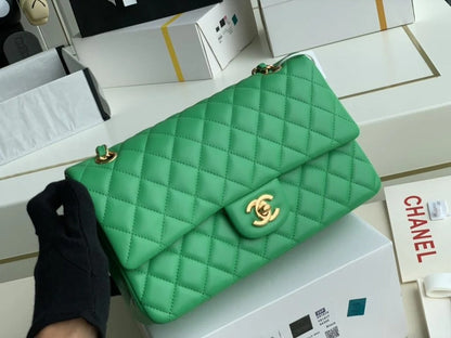 Chanel Classic Double Flap 25 Shoulder Bag Green