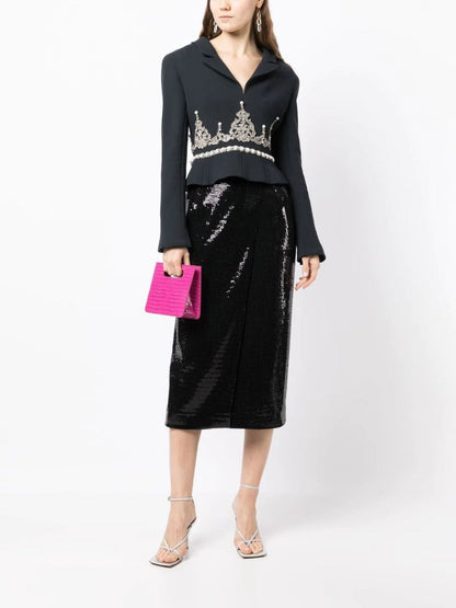 Black Rhinestone Embellished Blazer
