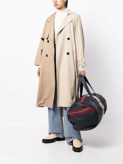Large Logo Patch Leather Duffle Bag