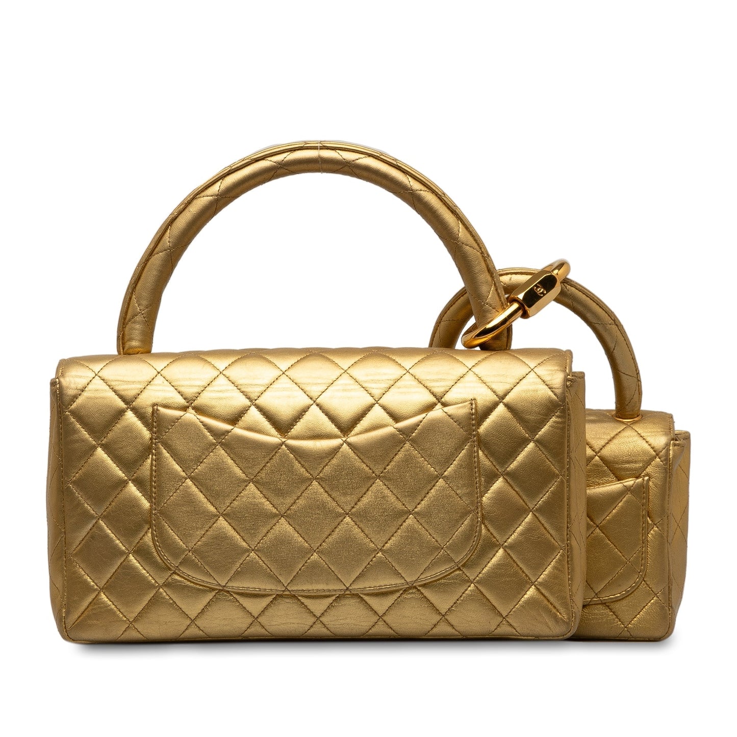 CHANEL Lambskin Parent Child Kelly Set Top Handle Bag