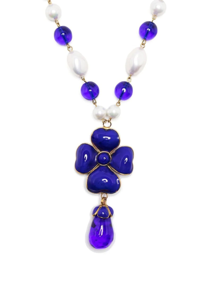 Gripoix Camellia Pendant Necklace
