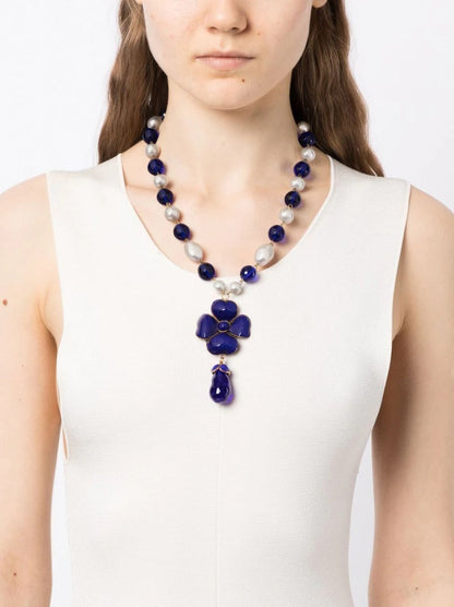 Gripoix Camellia Pendant Necklace