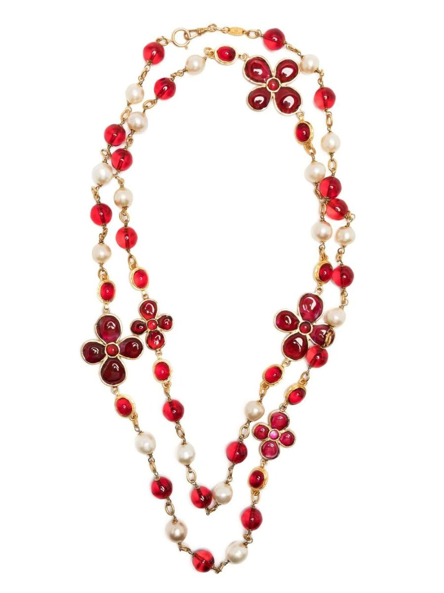 Gripoix Pearl Bead-Detailed Necklace