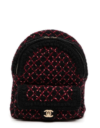 Diamond Quilted Tweed Backpack