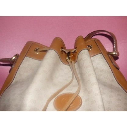Gucci Vintage Pursesdesigner Purses Camel Small G Logo Print On Ivory Coated Canvas And Camel Leathe