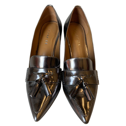 Shoes Designer By Coach In Silver, Size:9