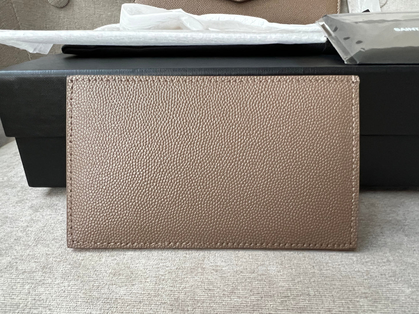 Yves Saint Laurent (YSL) Dark Beige Uptown Chain Wallet