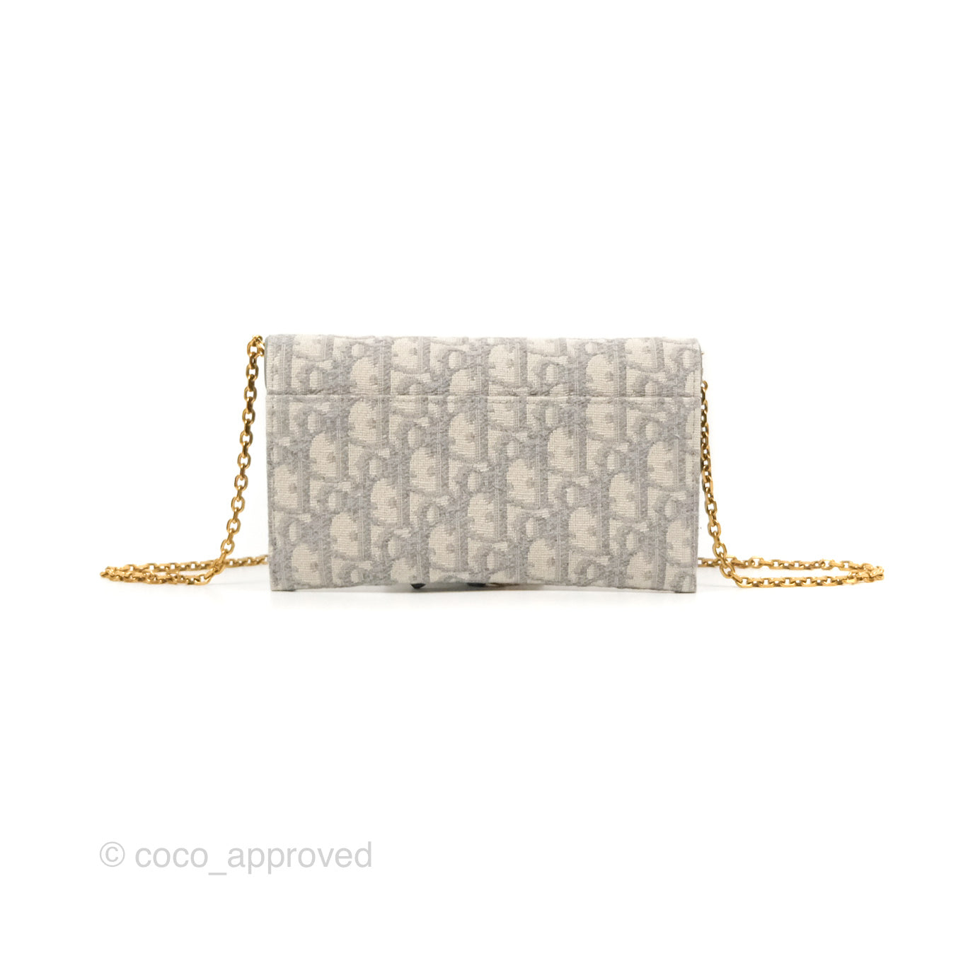 Dior Saddle Wallet On Chain Grey Oblique