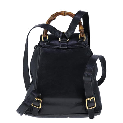 Gucci Bamboo Black Leather Backpack Bag