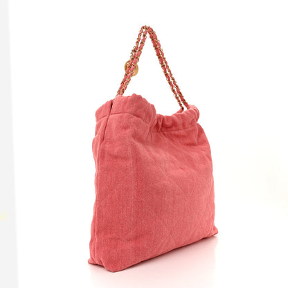Washed Denim Quilted Chanel 22 Red