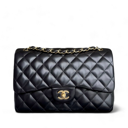 Chanel Classic Flap Jumbo - Double Flap Lambskin 30CM Quilted Black Gold Hardware Series 17